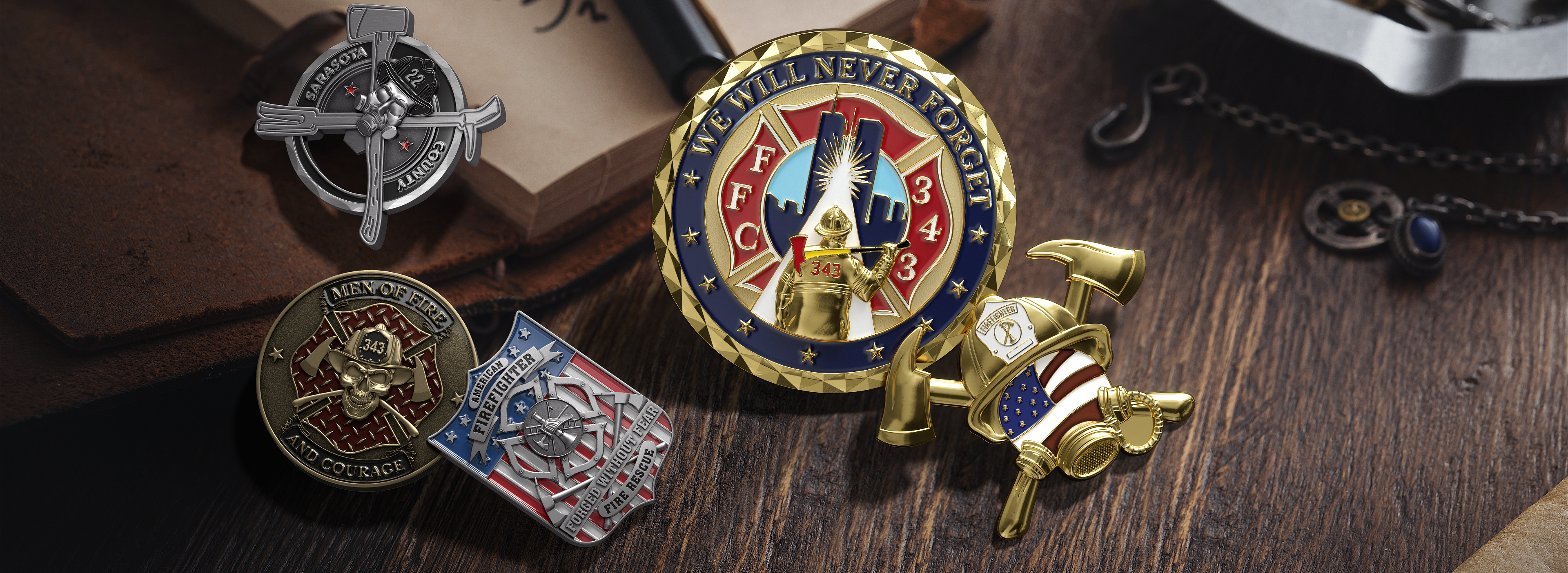 Firefighter Challenge Coins No MOQ Free Design GS JJ