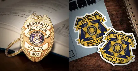  customized police keychains and stickers